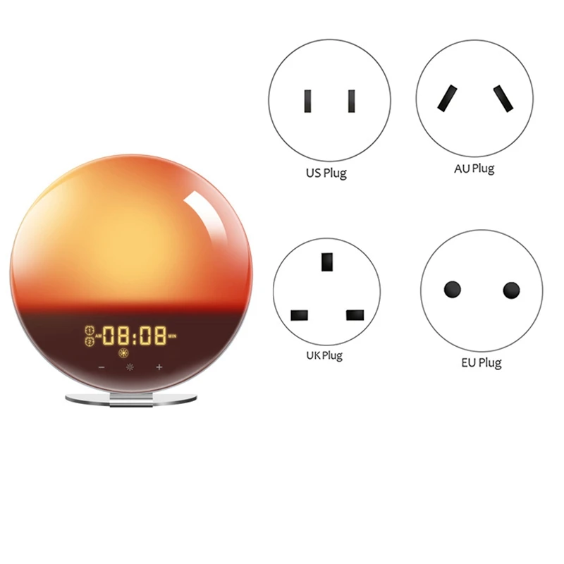 

Wake Up Light Alarm Clock Sunrise Alarm Clock With Sunset Simulation LED Clock With Dual Alarms 7 Colors