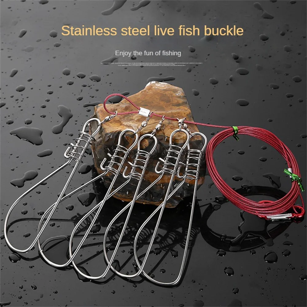 

Hot High Quality Fishing Ropes 5m Fishing Lock Buckle Stainless Steel Live Belt Float Fish Stringer Fishing Rope Accessories