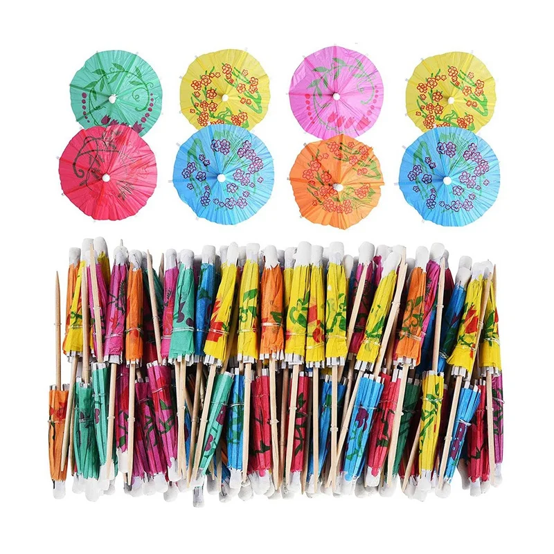 

288Pcs Cocktail Umbrella For Drink&Food, Decorative Toothpicks For Party,Hotel, Restaurant,Tiki Bar,Hawaiian Party