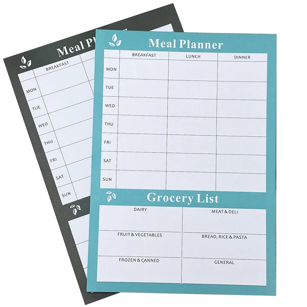 

2 Pcs Tearable Menu Notebook Food Meal Planner Grocery List Household Paper Weekly Calendar Home White Diet