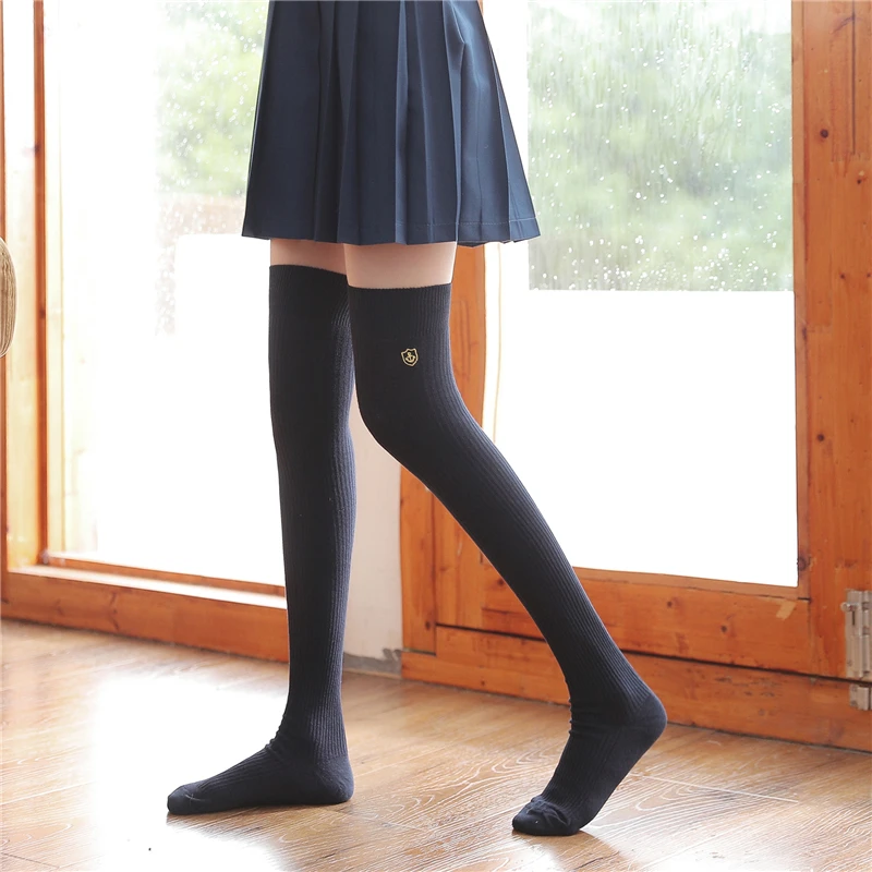 Вышивка значком JK носки под форму выше колена женские весенние и осенние длинные