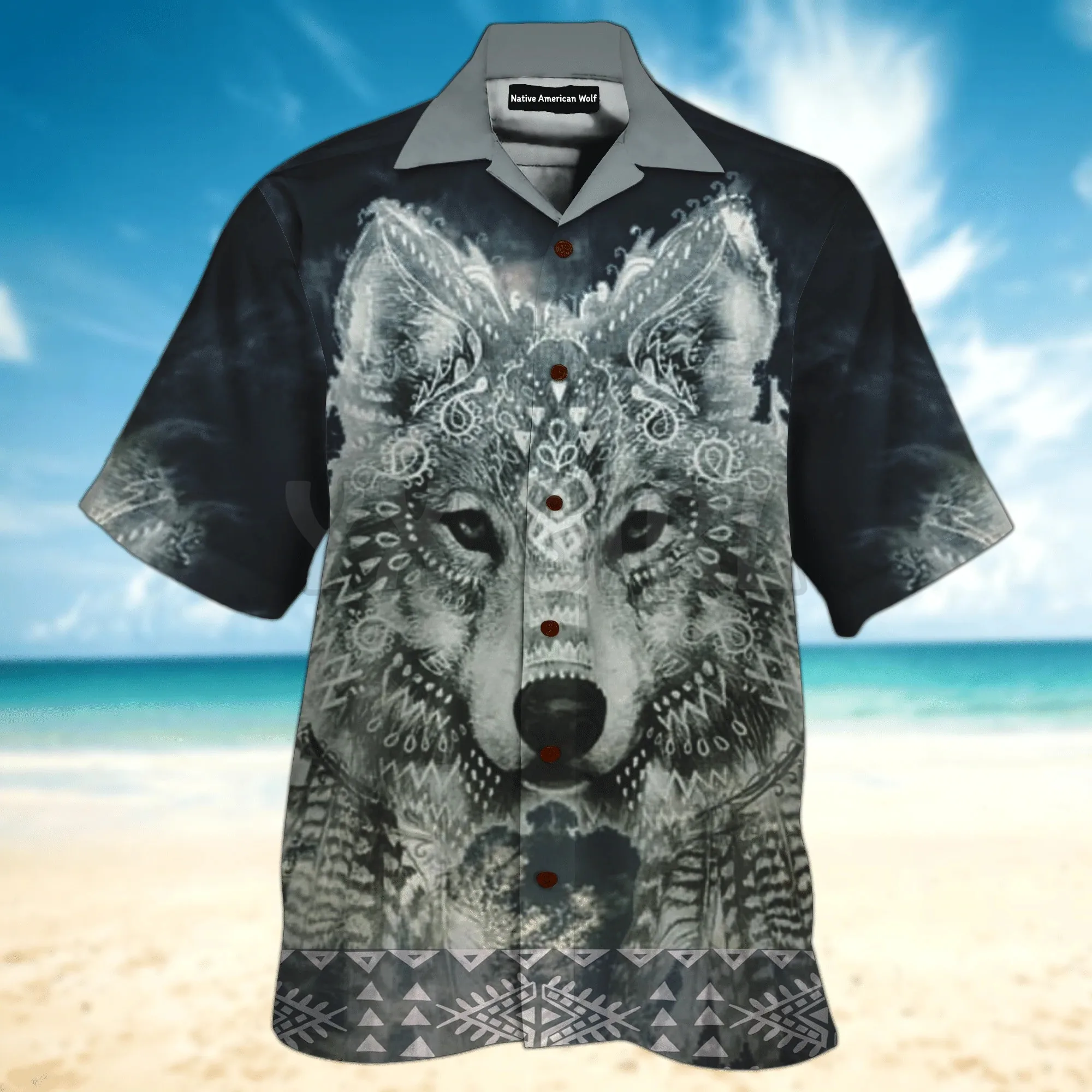 Native White Wolf  Hawaiian Shirt 3D All Over Printed Hawaiian Shirt Men's For Women's Harajuku Casual Shirt Unisex