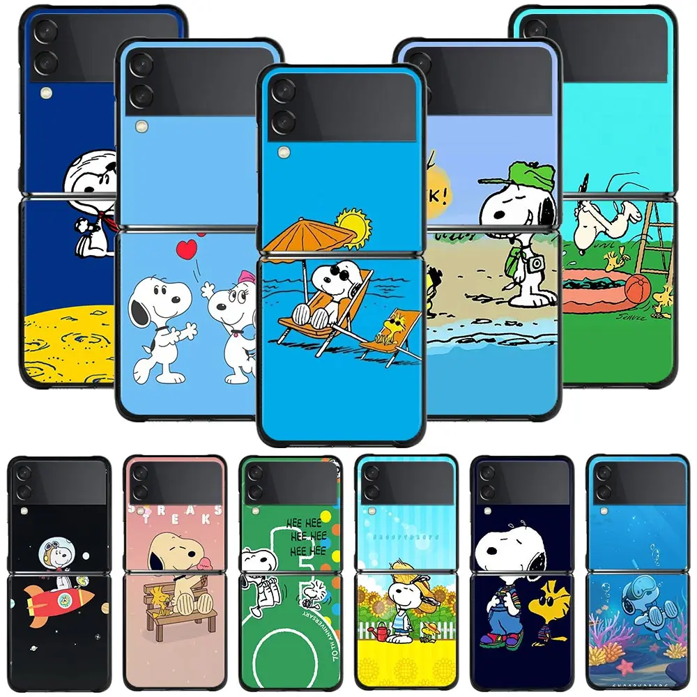 

Cute Snoopy Case For Samsung Galaxy Z Flip 3 ZFlip3 5G Phone Cover Hard PC for galaxy Z FLIP 3 Shockproof Fitted Coque