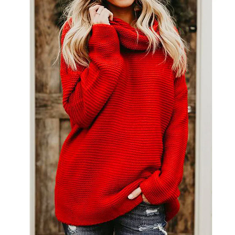 

Knitted Pullover Soft Solid Color High Neck Sweater Women Winter Casual Loose Warm Thick Section Commuter Jumper 2023 Fashion