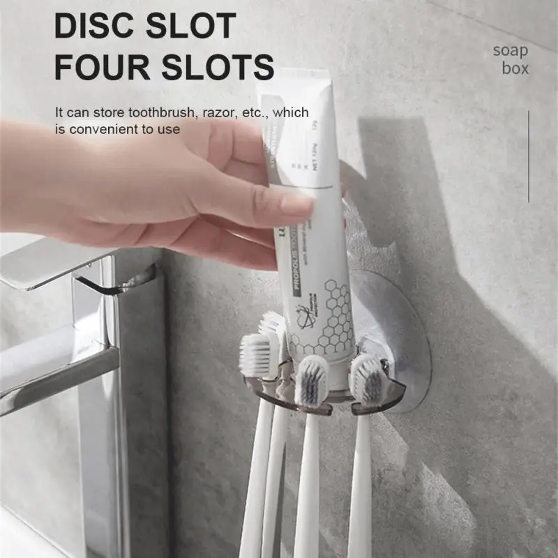 

Plastic Toothbrush Holder Toothpaste Beard Shaver Storage Rack Bathroom Toothbrush Holder Self-adhesive Wall Mount Hanger Hook