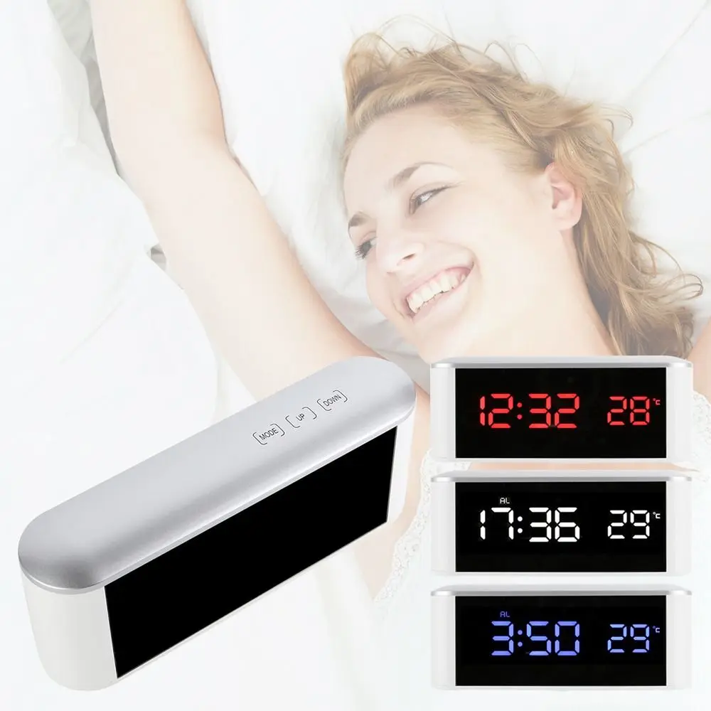

Home Decor Number Clock Bedside Table Nightlight Electronic Clock Thermometer Alarm Clock LED Digital