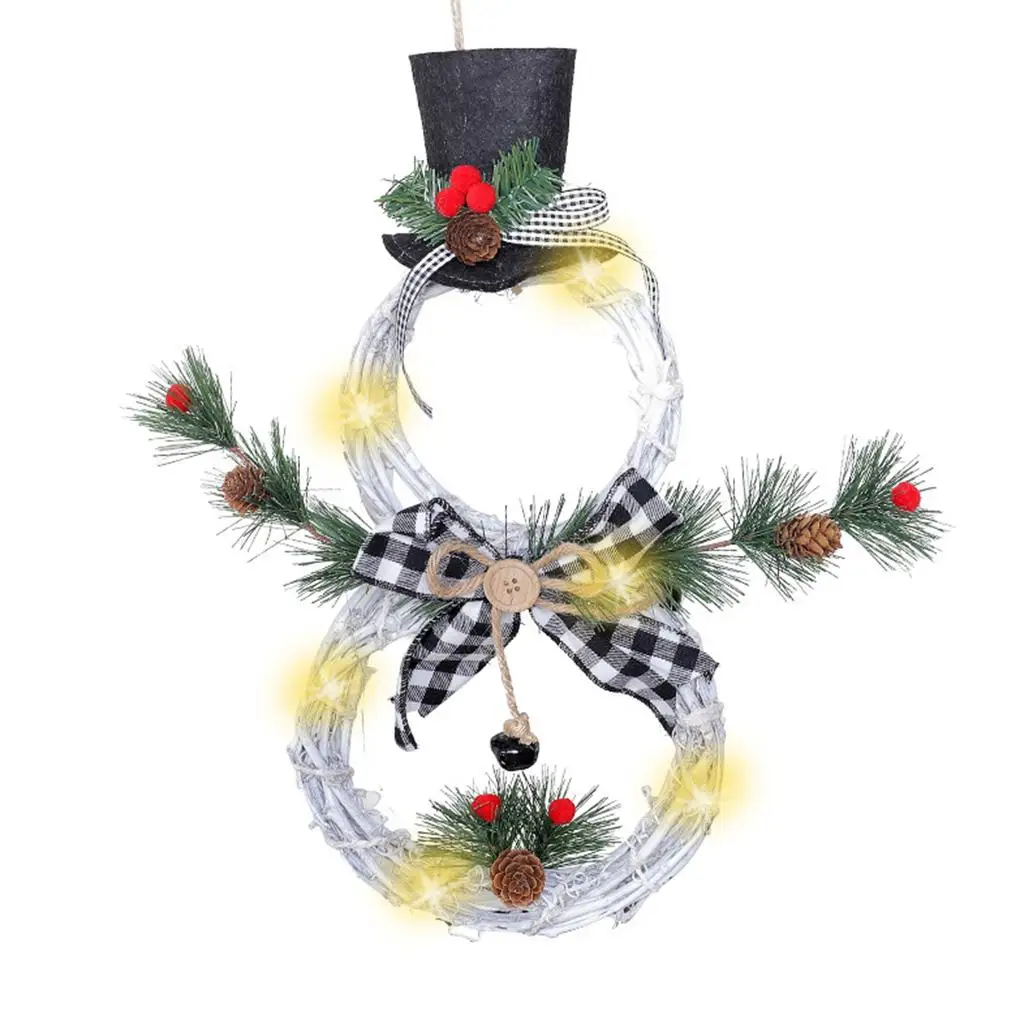 

Christmas Hang Decor Led Lamps Snowman Christmas Wreath Rattan Circle Front Door Home New Year Party Xmas Tree Pendants Decor