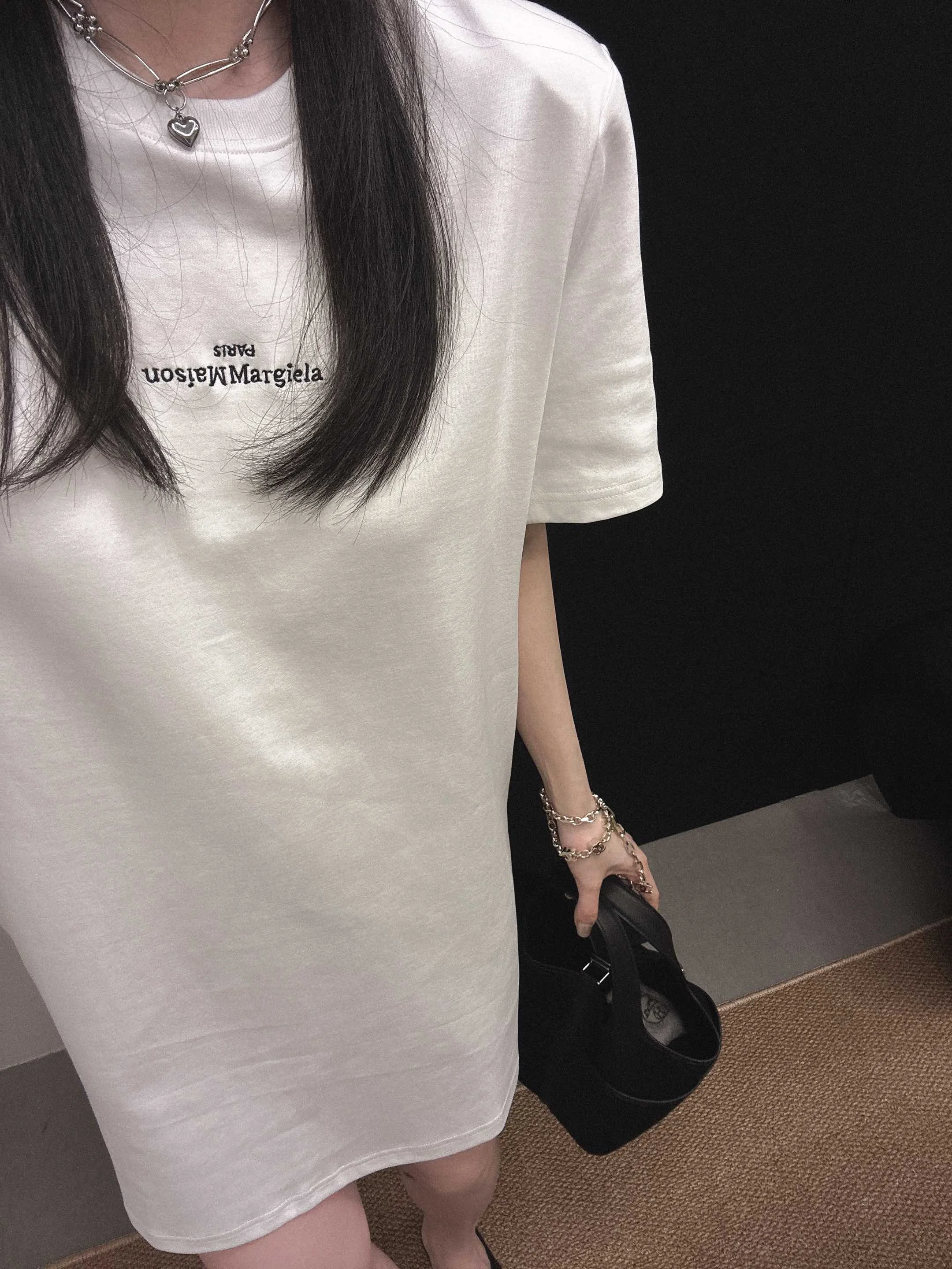 

Men Women Mm6 Margiela T-shirts Simple High Quality Letters Logo Top Tees Black White Summer Loose Roundneck Short Sleeves