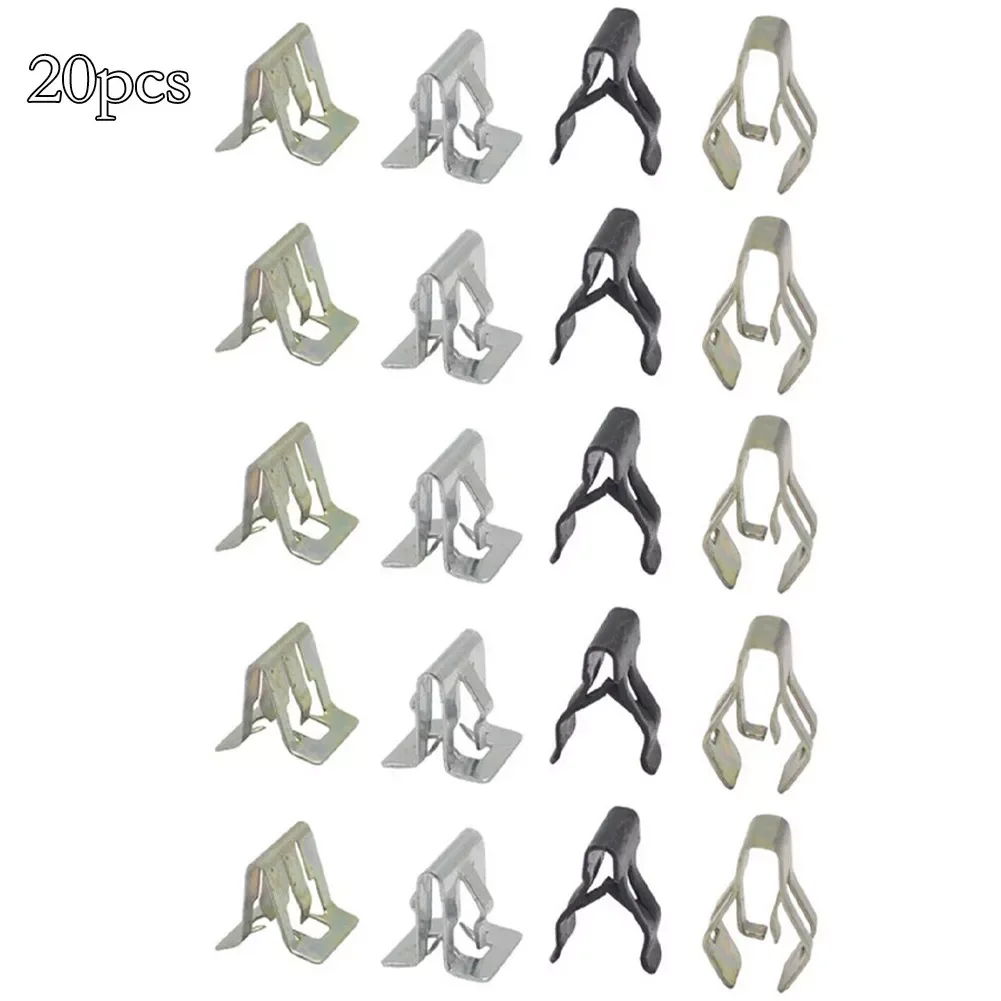 

20pcs Metal Clips Retainer Instrument Panel Auto Fasteners Universal Car Radios Dashboard DVD Metal U Cord Lock Retaining Clip