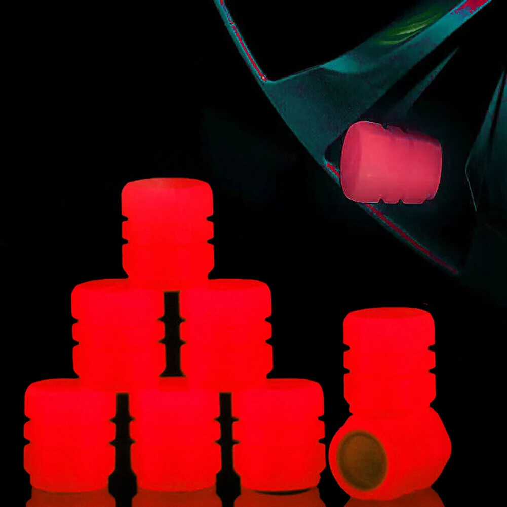 

None Car Wheel Valve Cover Car Red Valve Stems 4Pcs Car Wheel Tire Valve Cover Fluorescent Universal High Quality