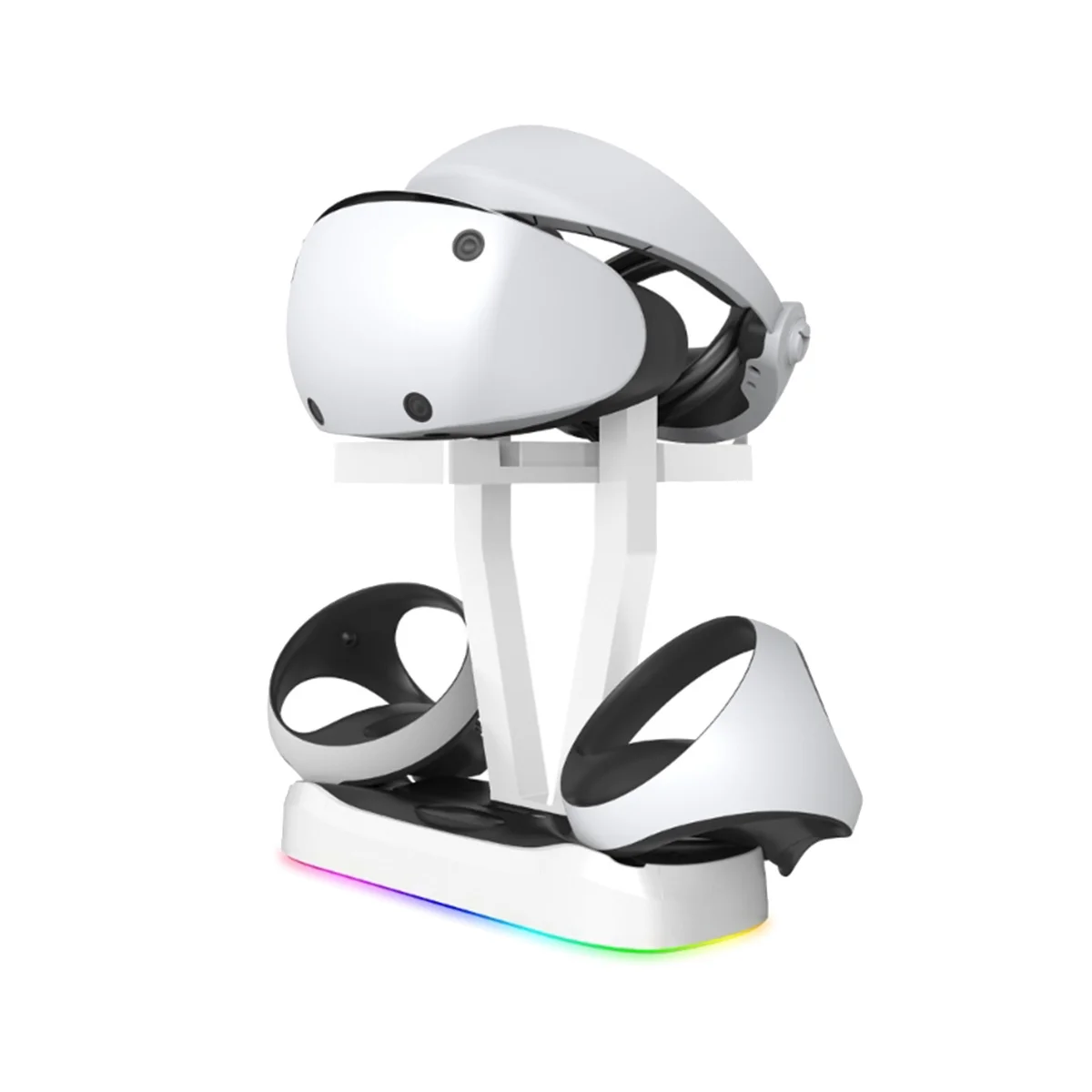 

Для зарядной станции PS VR2 с цветной RGB подсветкой и держателем гарнитуры, игровой контроллер VR, зарядная док-станция, зарядная подставка