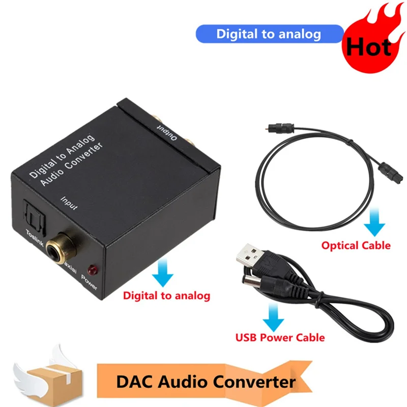 Цифро-аналоговый аудио преобразователь Toslink из оптического волокна коаксиальный