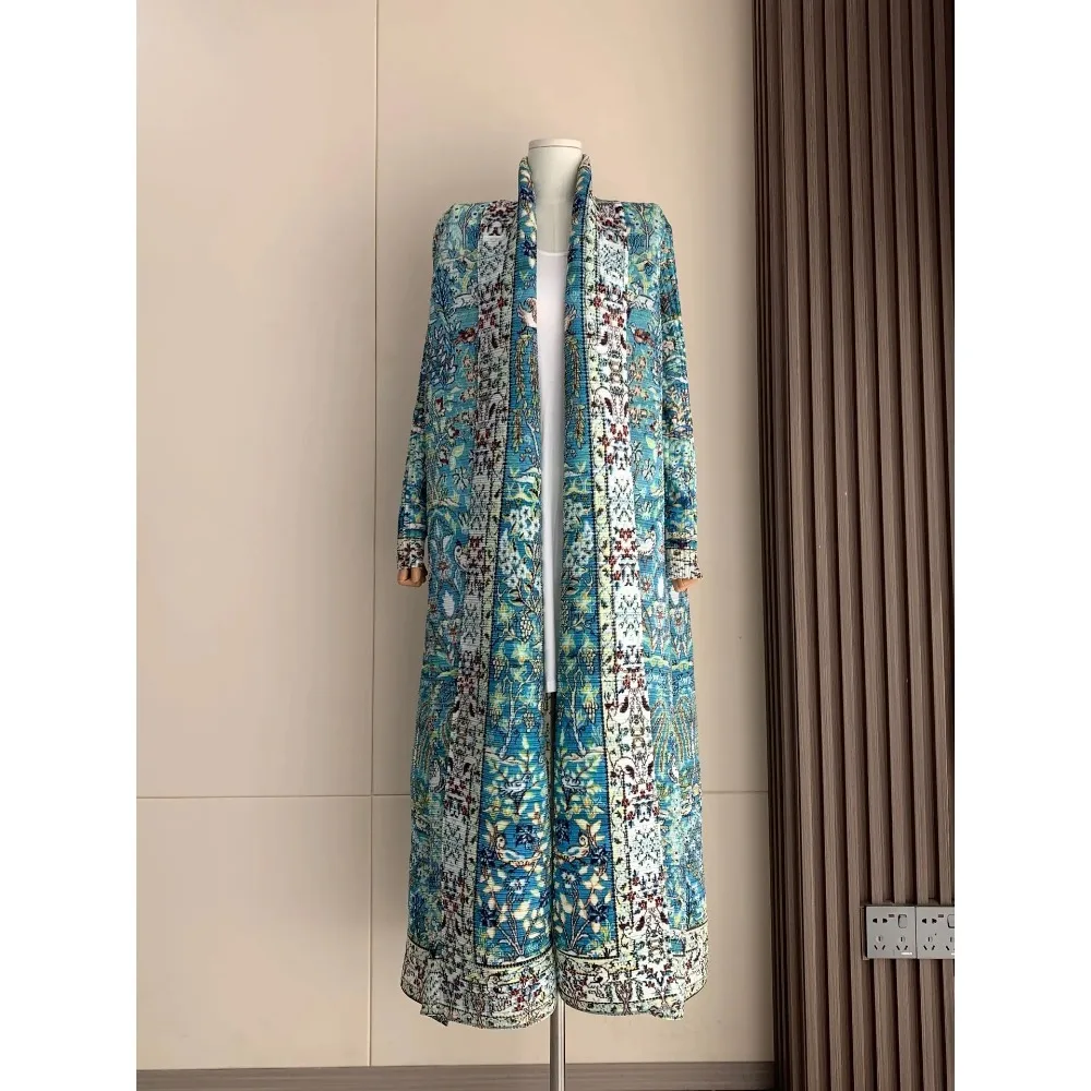 Плиссированная летняя новая модель 2024 плиссированная голубая искусственная