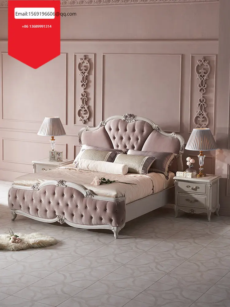 

Французская мебель, европейская двойная кровать из цельной древесины, роскошная вилла для хозяйской спальни, свадебная комбинация кроватей 1,8 м