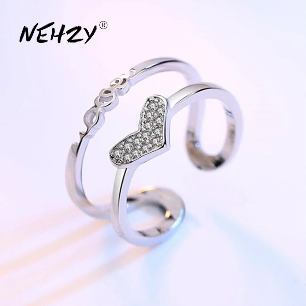 

NEHZY посеребрение новые ювелирные изделия Высокое качество Ретро мода женщина кубический цирконий в форме сердца полый размер регулируемое ...