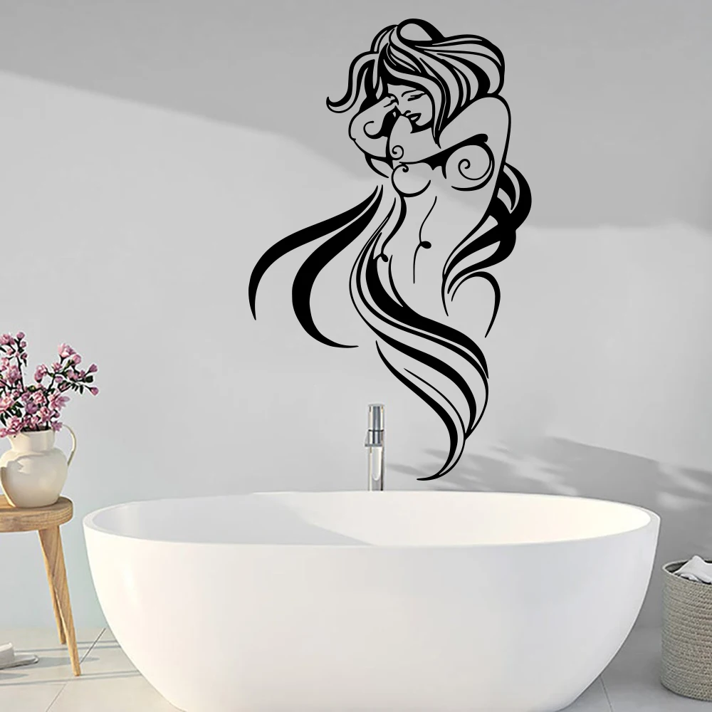 

large Sexy Naked Girl Body Wall Sticker Bathroom Washroom Beauty Girl Wall Decal Bedroom Vinyl Home Decor