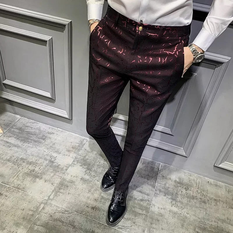 

Men's Office Formal Slim Trousers Pantalon 2022 Spring Men's Suit Pants Jacquard Casual Men's Social Pants Groom Wedding Pants