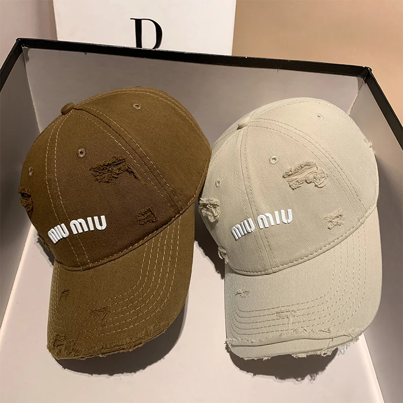 

Spring and Autumn Broken Hole Baseball Hat Female Street Trend Soft Top Snapback Cap Popup Couple Visitor Cap