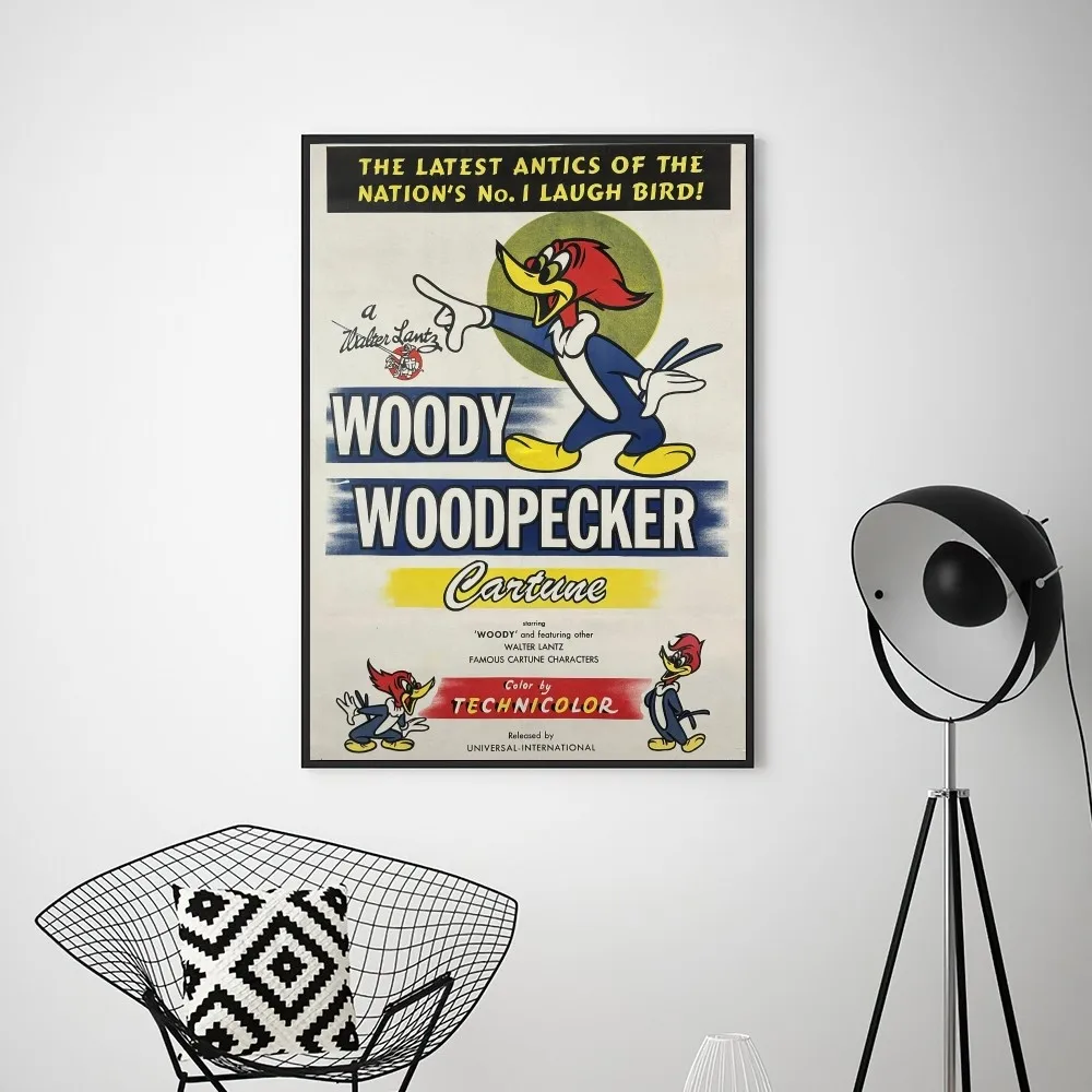 Мультяшный постер древесного дерева w-woodpecker принты настенные картины гостиная