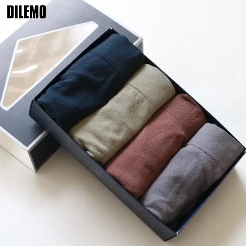 DILEMO New Men's Underwears Men Panties Boxers Breathable Male Boxer Solid Underpants Comfortable Mens Underwear Boxers