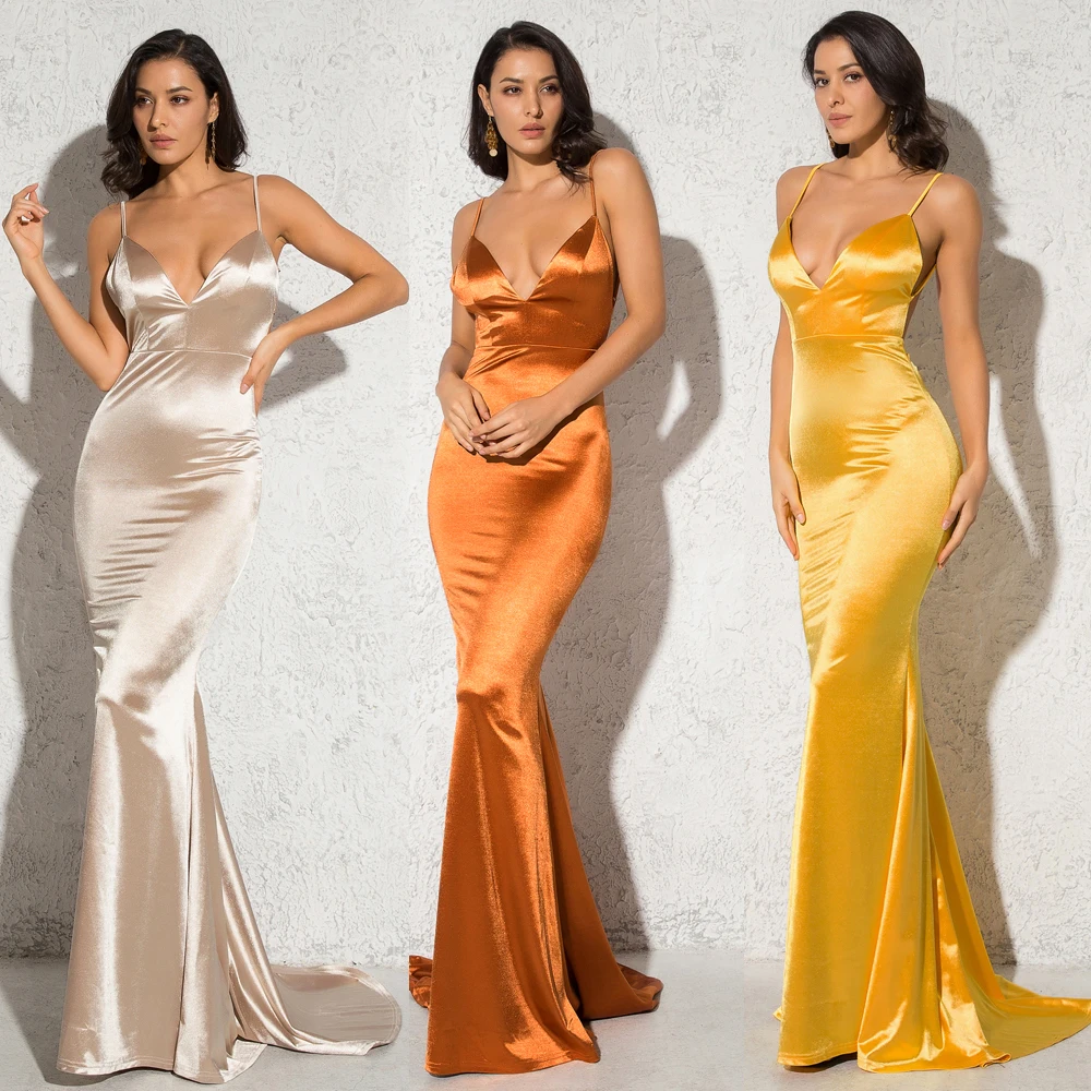 

Stretch Satin Custom Color Size Celebrity Evening Gown Bridal Bridesmaid Wedding Party Prom Formal Dress 2023