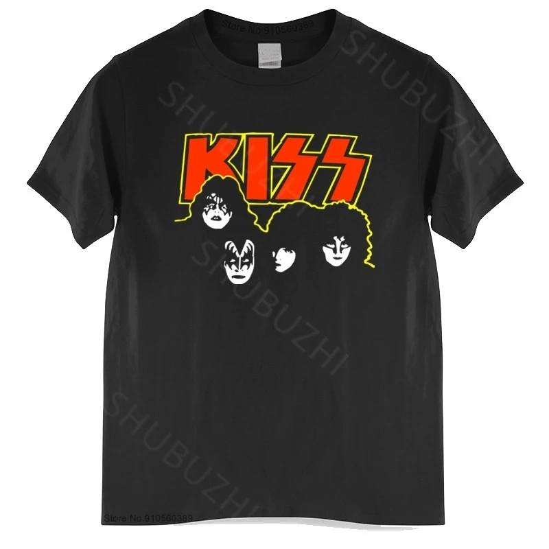 

Kiss T-Shirt Vintage 1980 Rare Rock Band Concert tee 80's Men Cotton Tshirt shubuzhi Fashion O-neck Many Color T Shirt