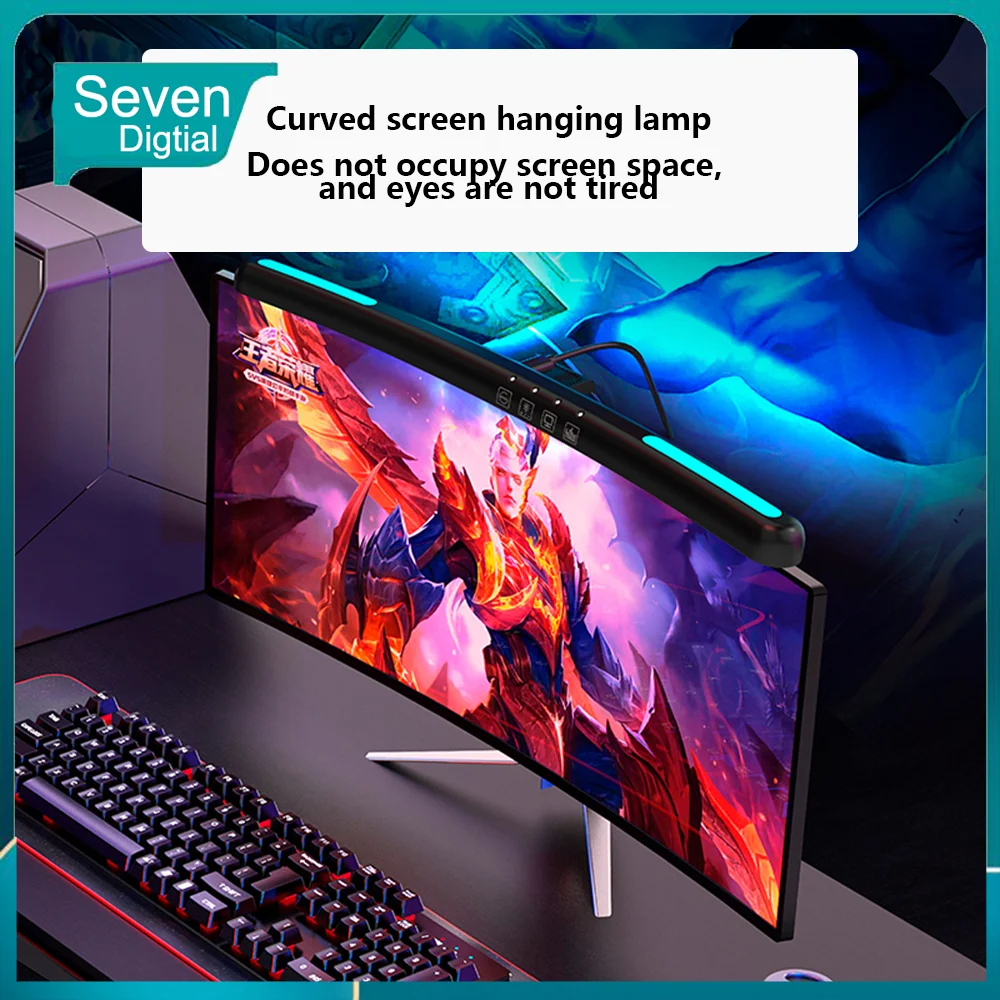 

Colorful Atmosphere Lamp Eye-care 1pc Desk Lamp Game Backlight Screen Light Bar Bedroom Dimmable Fill Light Eye Protection