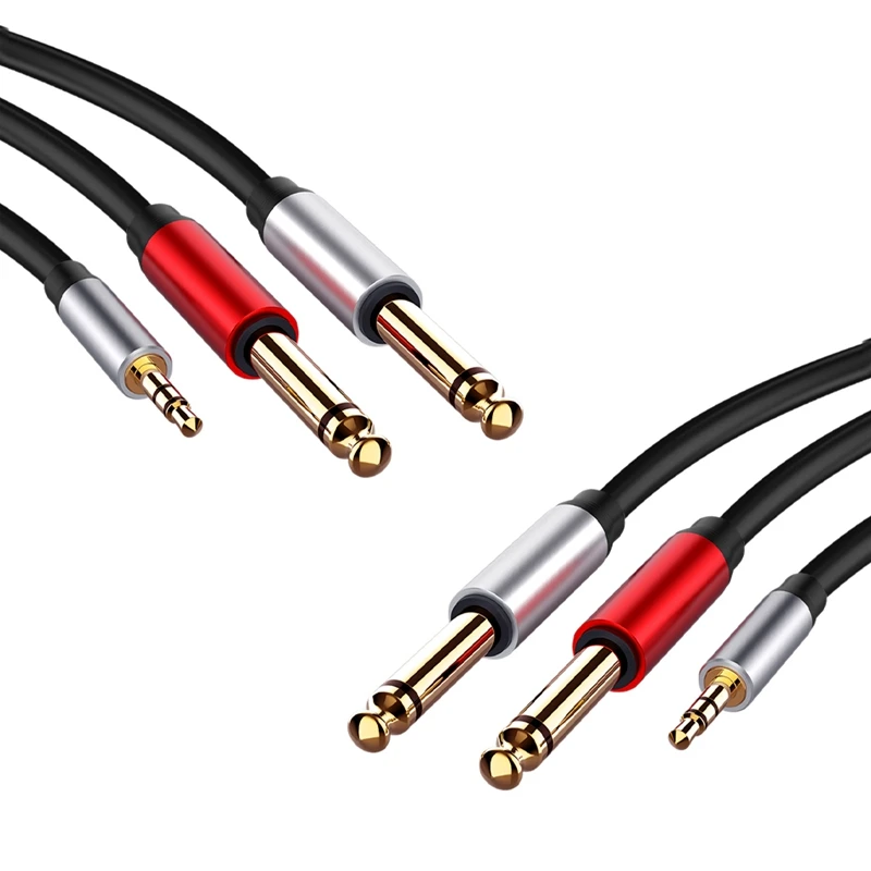 

2X 3.5Mm To Dual 6.5Mm Adapter Jack Audio Cable 3.5 To 6.5 AUX Cord 3.5 Jack Splitter For Guitar Mixer Amplifier Bass