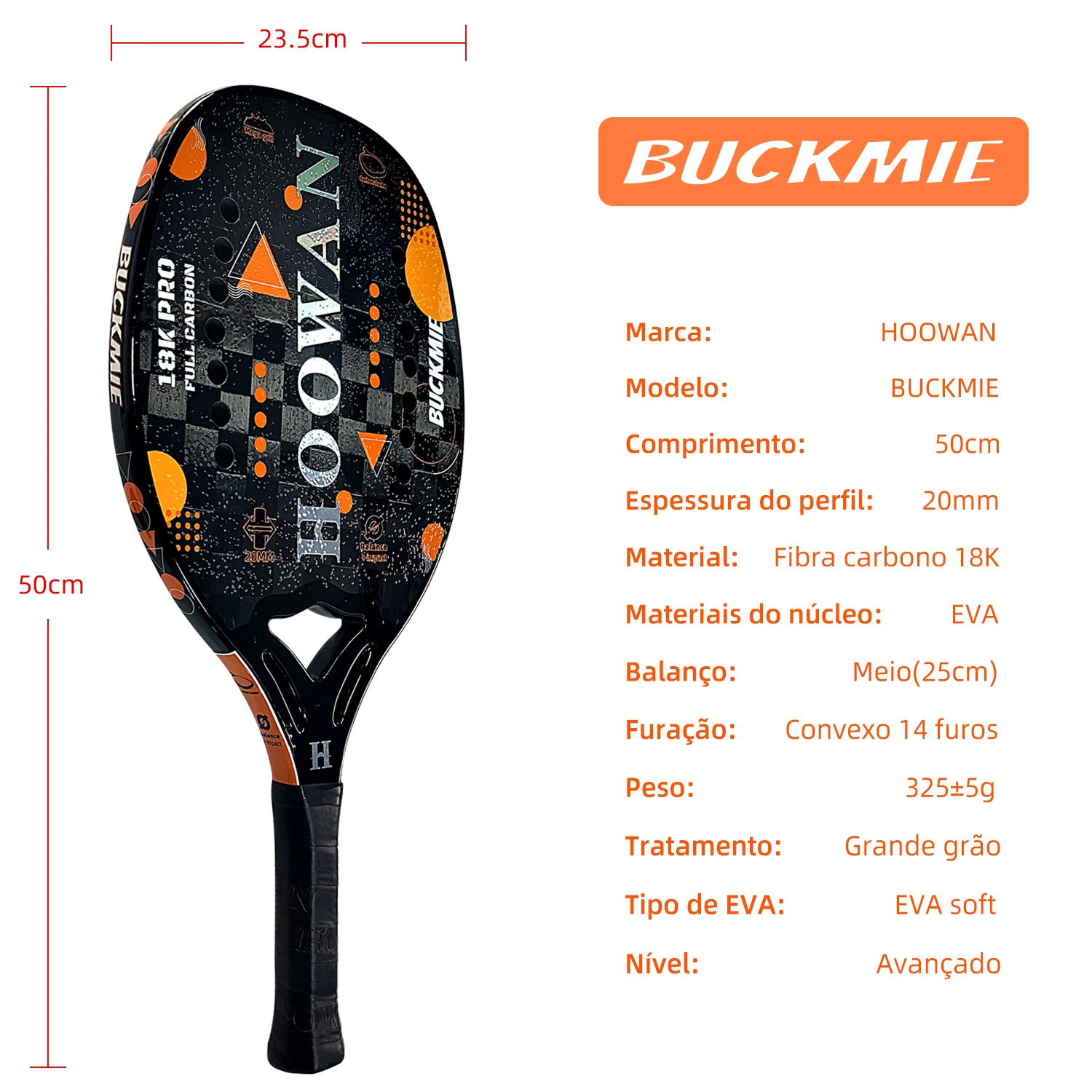 Продажа Ракетка для пляжного тенниса HOOWAN Buckmie 18K Pro, ракетка из углеродного волокна 18K 2022, новинка, ракетка для пляжного тенниса для современного напа...