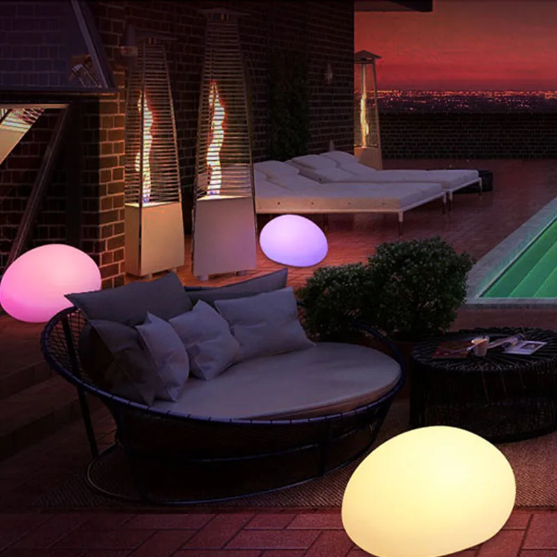Gardening Supplies Home Decor LED Desk Lamp Solar Panel Outdoor Stone Ball Light Glowing Garden Decoration Sculpture Riq-SL007