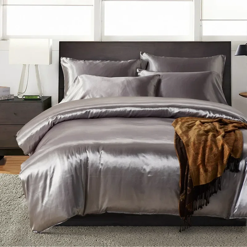 Летний атласный комплект пододеяльников роскошный постельного белья на молнии