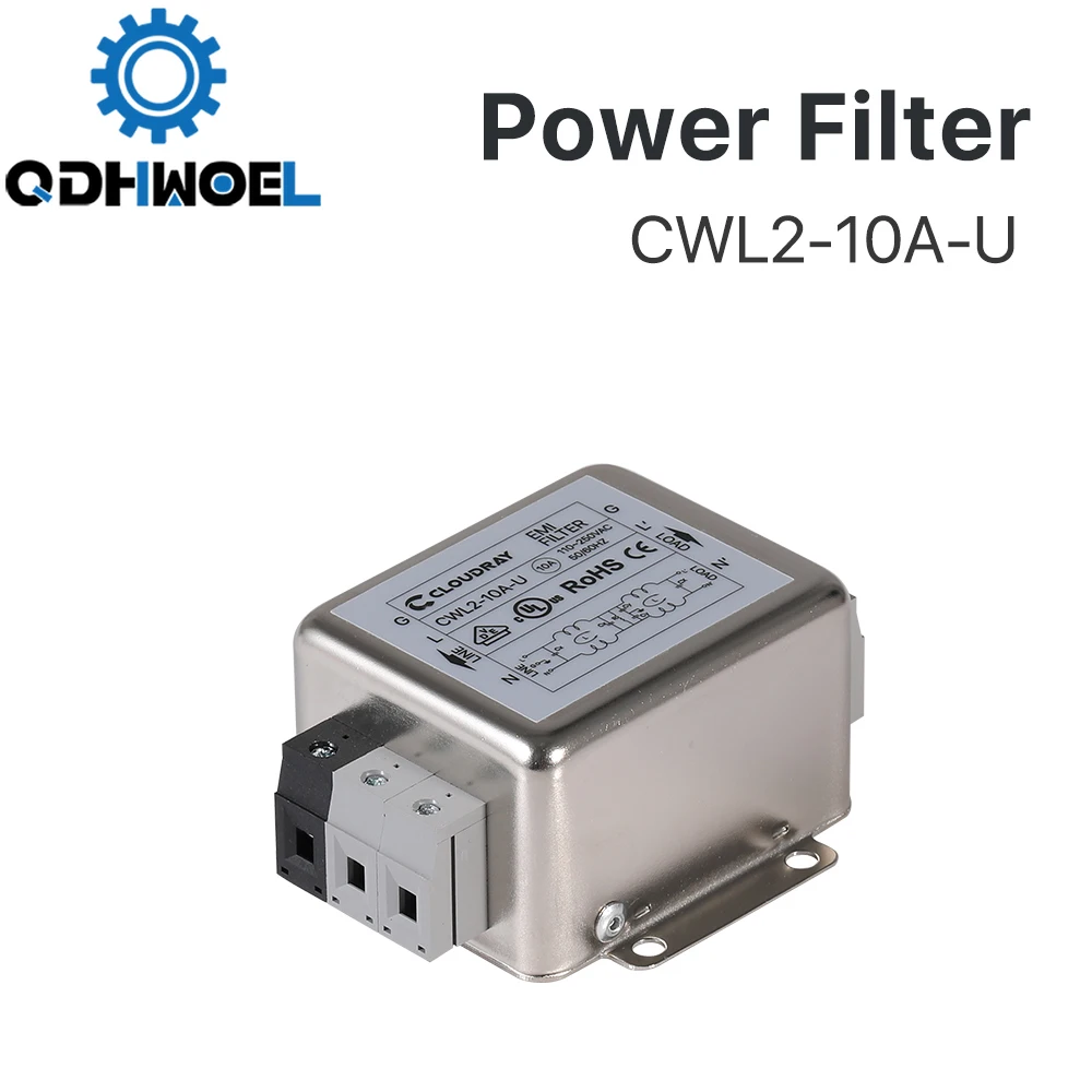 

Power EMI Filter CWL2-10A-U Single Phase AC 110- 250V 10A 50/60HZ for Co2 Laser Engraving Machine