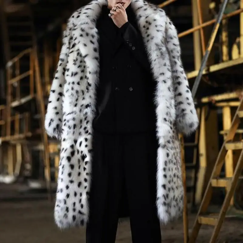 

Autumn Winter Men's New Personality Plus Size Fashion All-match Long Lapel Slim Fox Fur Coat S-6XL
