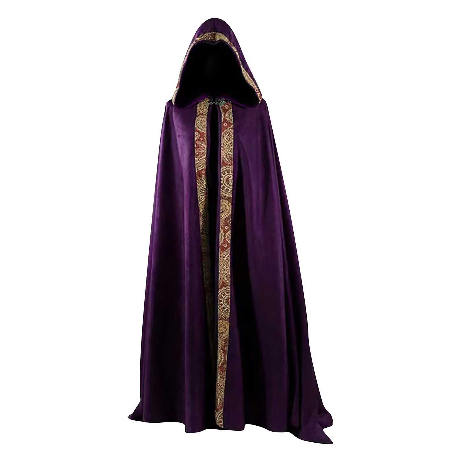 

Cosplay Costume Men's Long Lace-up Cape Church Clergy Solid Color Pattern Print Loose Cape Halloween Hooded Cloak Coat