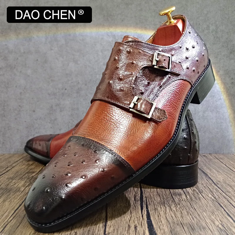 LUXURY GENUINE LEATHER MAN LOAFERS DOUBLE MONK STRAP MAN SHOE MIX COLOR CASUAL MENS DRESS WEDDING BUSINESS FORMAL SHOES FOR MEN