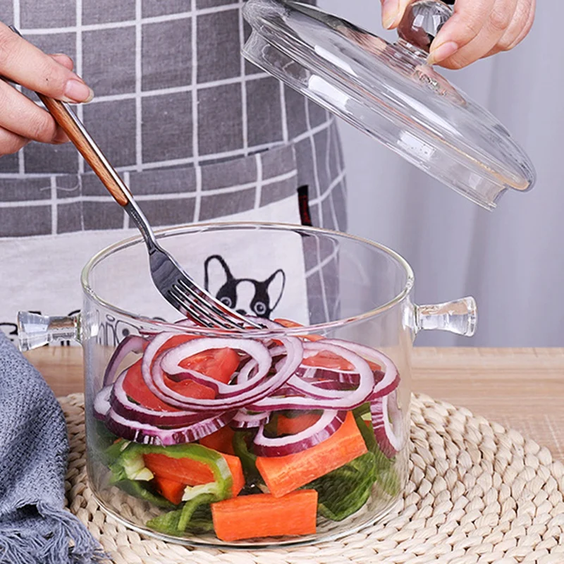 Стеклянная кастрюля для кухни прозрачная мини-кастрюля супа миска лапши плита