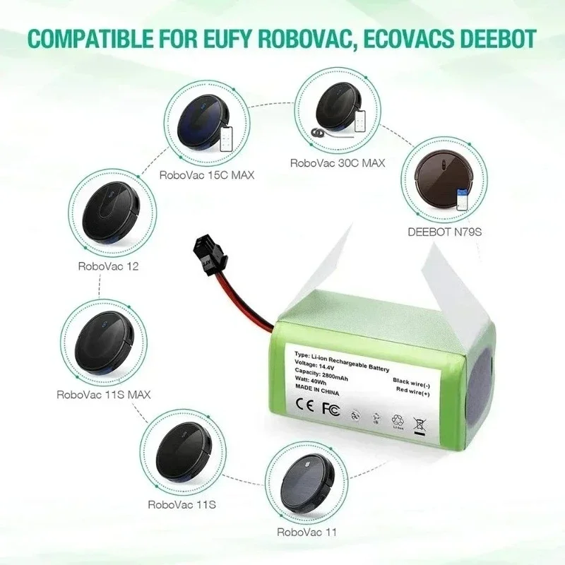 Фото Литий-ионный аккумулятор 14,4 В, 6800 мАч для Conga 990 1090 Tesvor X500 Ecovacs Deebot N79 N79S DN622 Eufy RoboVac 11 11S RoboVac 30 №2