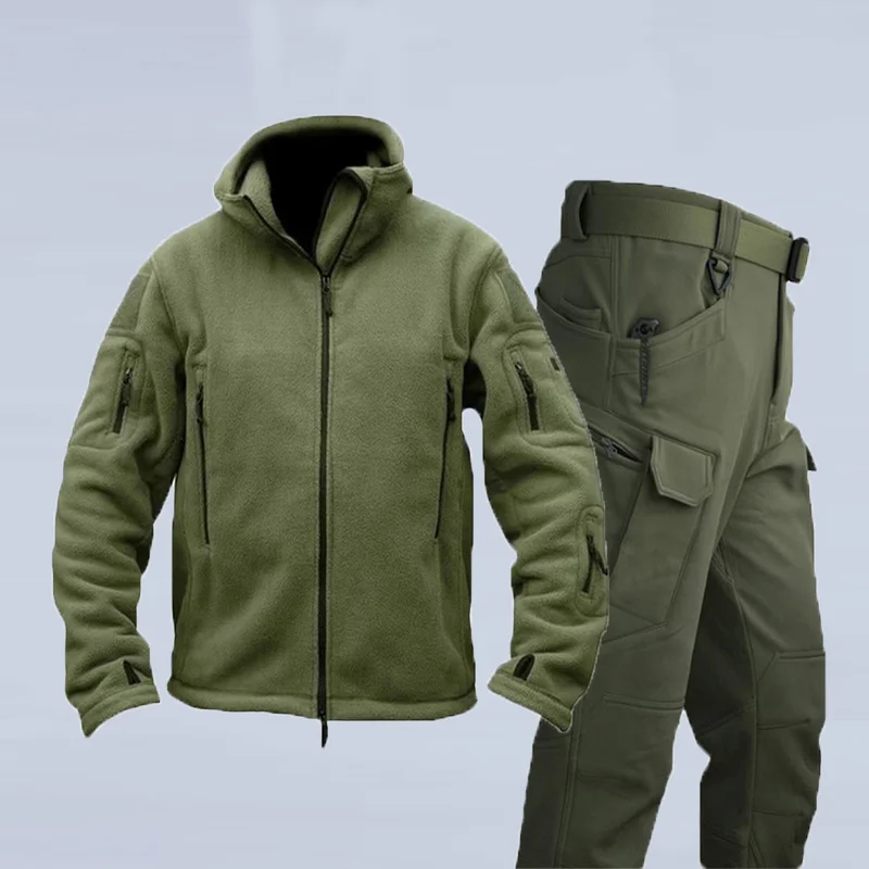 

Мужские зимние и осенние тактические брюки военные армейские флисовые куртки для рыбалки теплые походные кемпинговые спортивные костюмы комплект с капюшоном теплое пальто