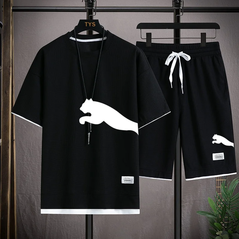 Men's Sportswear Short Sleeve T-shirt And Shorts Korean Tracksuit Men's Casual Clothing Joggers Sets Summer Fashion