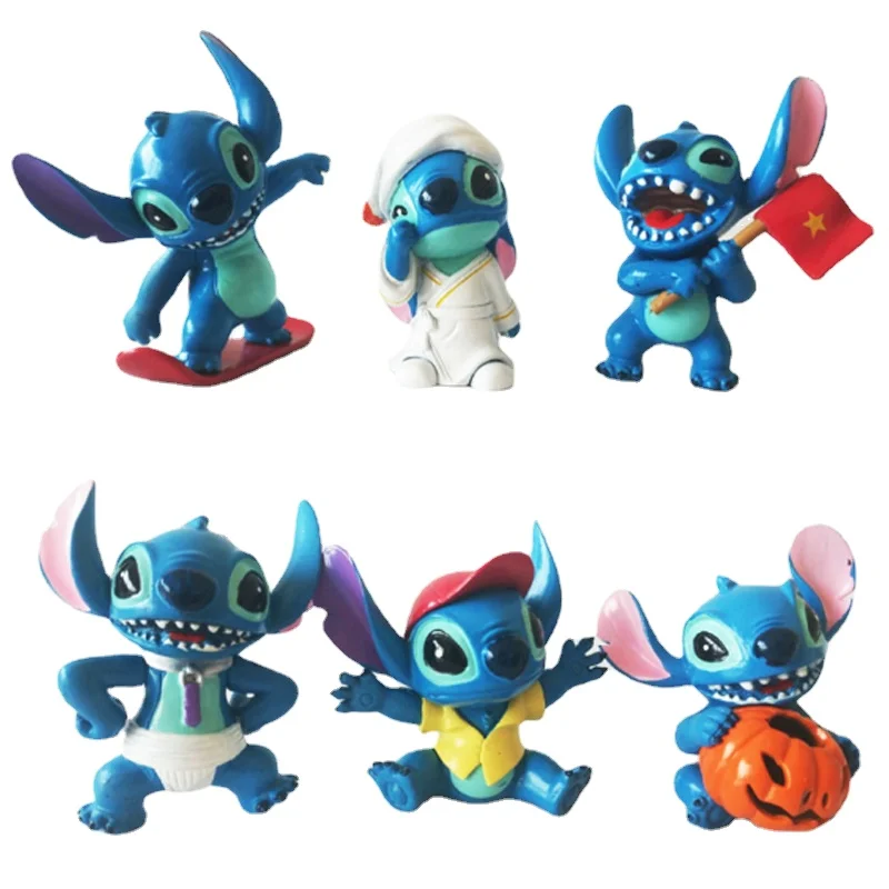 

6 Halloween Pumpkin Stitch Ornaments Interstellar Baby Figure Model Car Ornaments Cartoon Bouquet Doll Anime Figure Toys