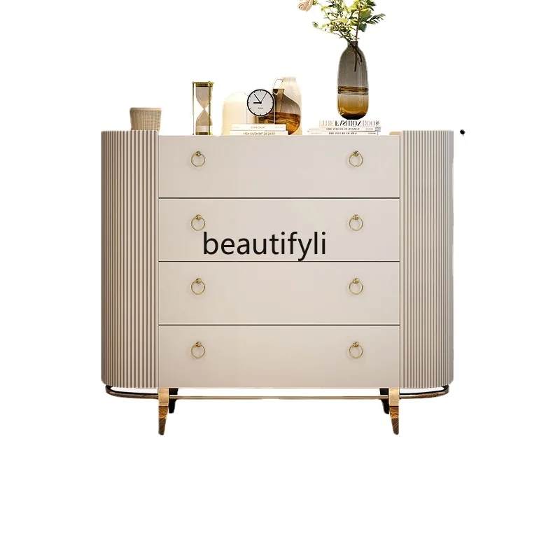 

zq Italian Chest of Drawers Side Cabinet Combination White Villa Locker Home Living Room Master Bedroom Storage Cabinet