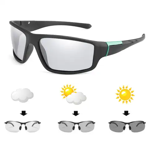 Фотохромные велосипедные очки, мужские очки-хамелеоны, мужские солнцезащитные очки, спортивные очки для езды на мотоцикле, поляризованные ...
