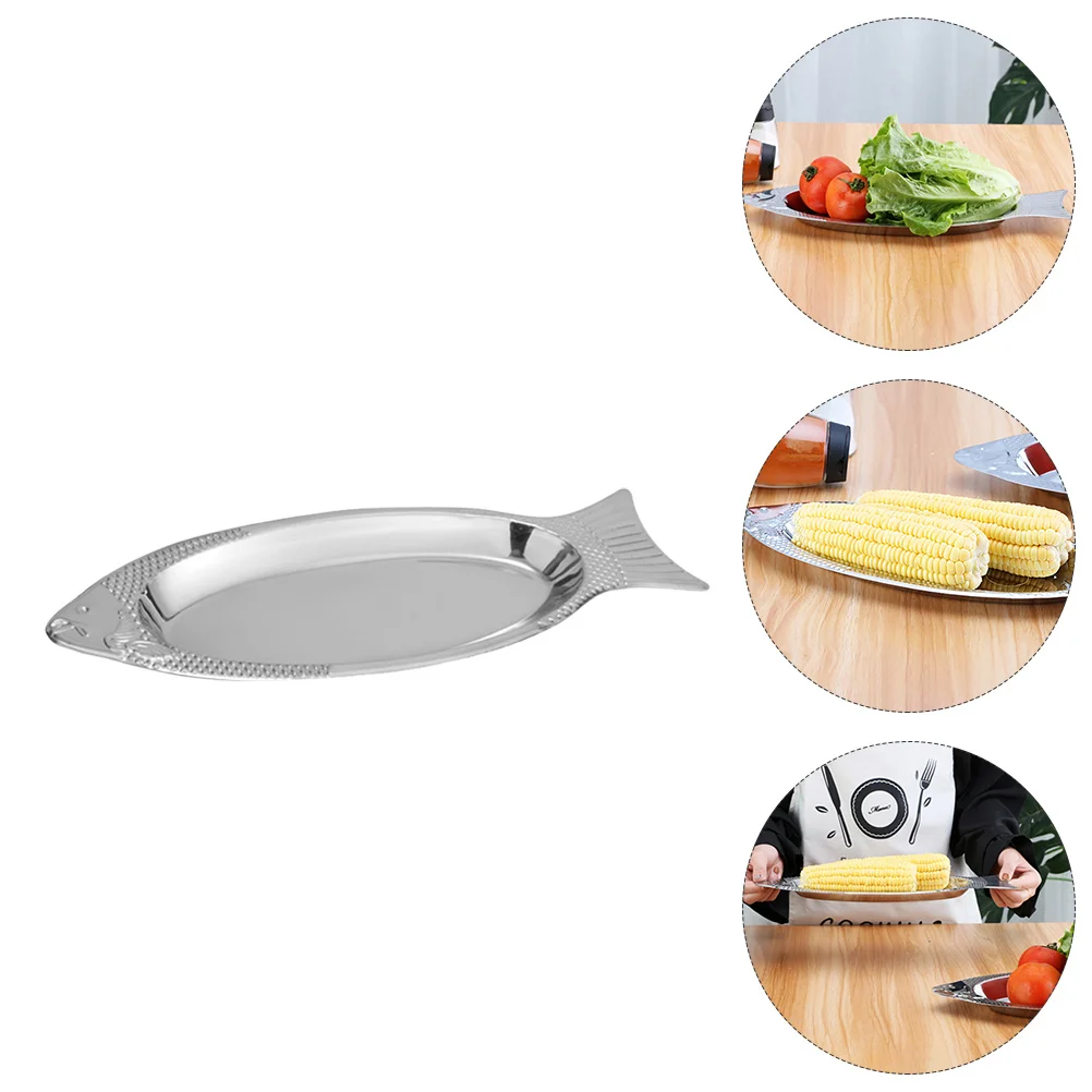 

Plate Serving Plates Dish Tray Platter Stainless Steel Dinner Food Appetizer Oval Metal Sushi Shaped Snack Salad Dessert Fruit