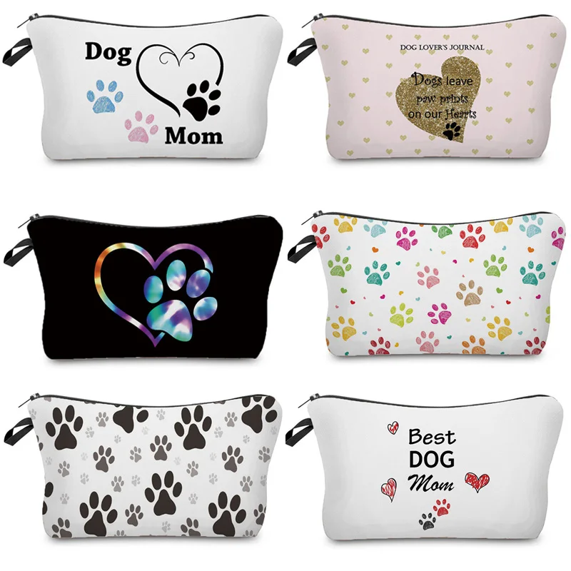 Милая женская сумочка для хранения макияжа с принтом лап собаки кошки животного