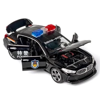 132 alloy die cast m8 police model toy car simulation sound light pull back 6 door open toys vehicle for children gifts