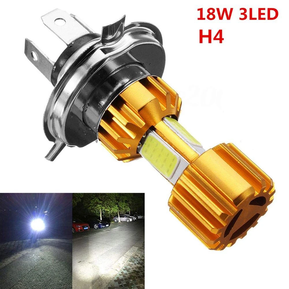 

12V H4 LED Headlight Bulb 18W COB High Brightness Motorcycle Headlight 1pc