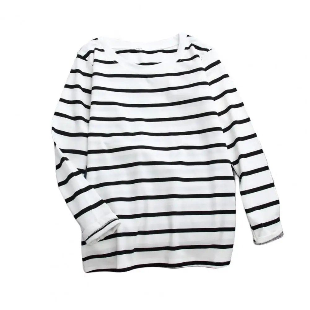 

Elastic Comfortable Autumn Winter Korean Style Stripe Print T-shirt Streetwear