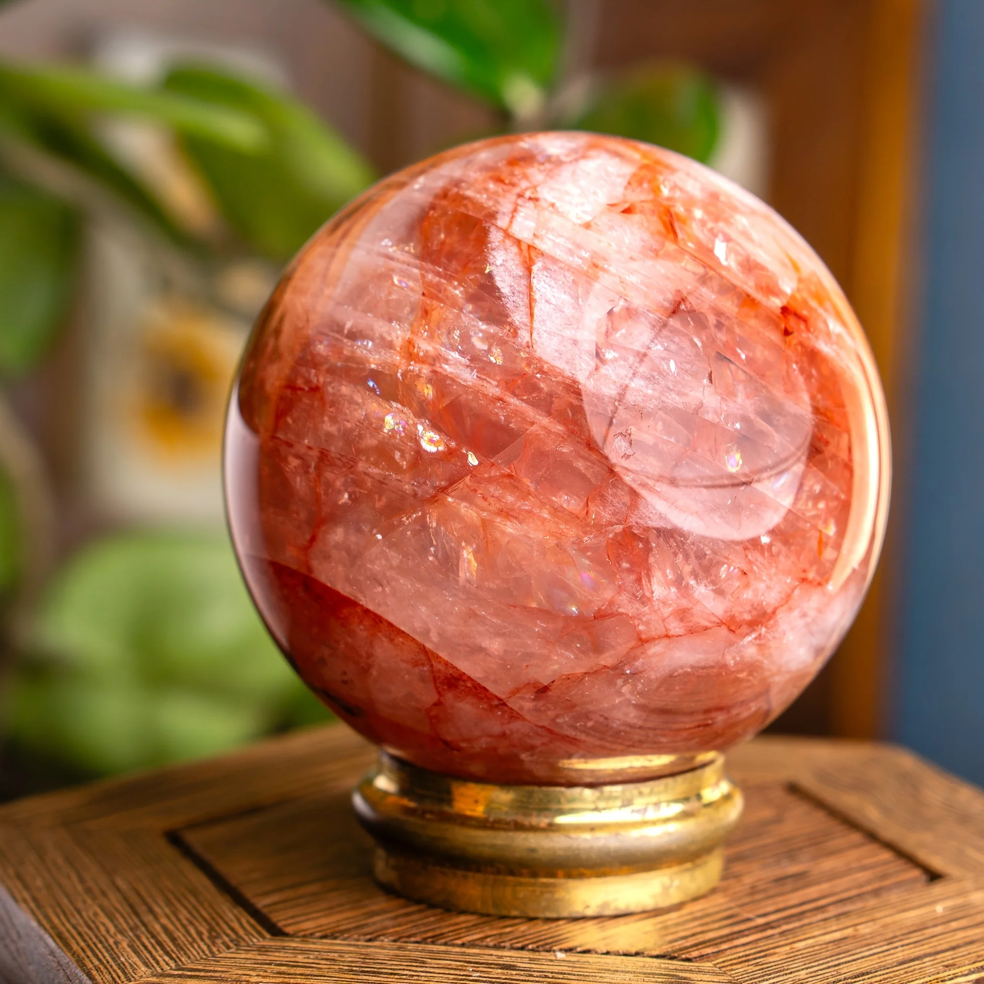 

Большой огненный кварц гематоидный хрустальный шар