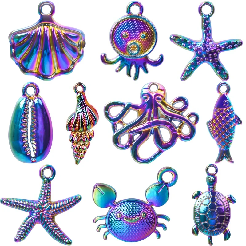 

Mixed Ocean Marine Life Charms Turtle Starfish Shark Fish Shell Octopus Crab Charms For Jewelry Making Supplies Animal Pendants