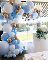 121pcs macaron pastel blue white gold chrome balloon arch garland wedding birthyday baby shower party background decor globos